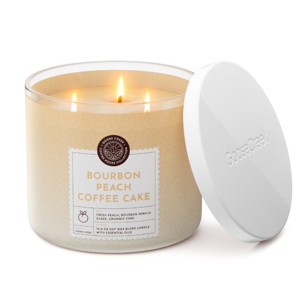Bourbon Peach Coffee Cake 3-Wick Candle - Image 2
