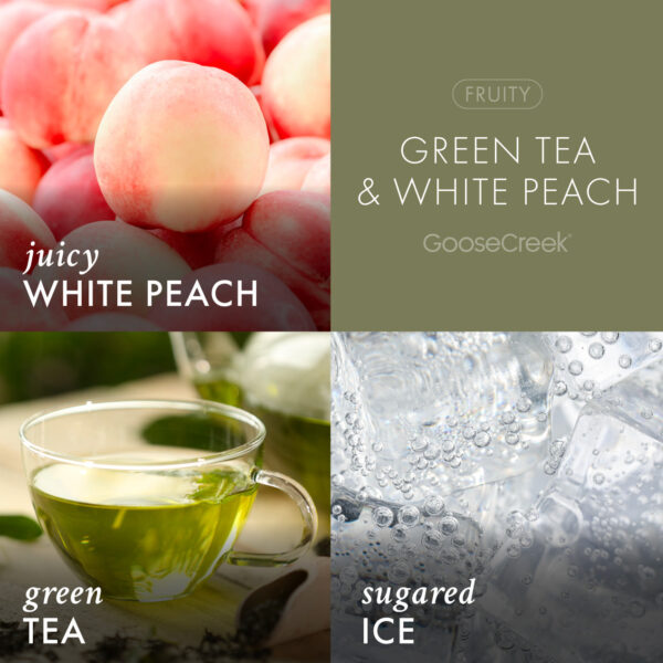 Green Tea & White Peach Japan 3-Wick Candle - Image 3