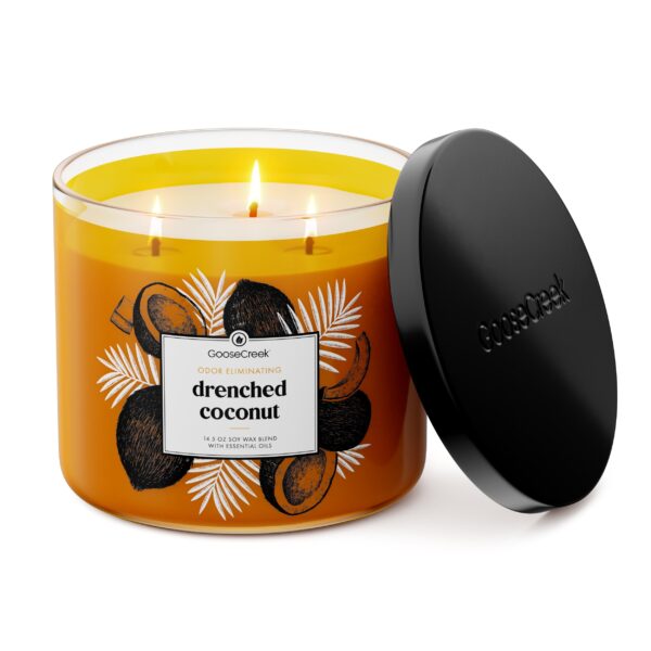 Odor Eliminating Drenched Coconut  3-Wick Candle - Image 2