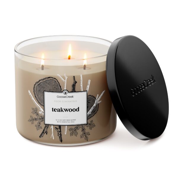 Odor Eliminating Teakwood 3-Wick Candle - Image 2