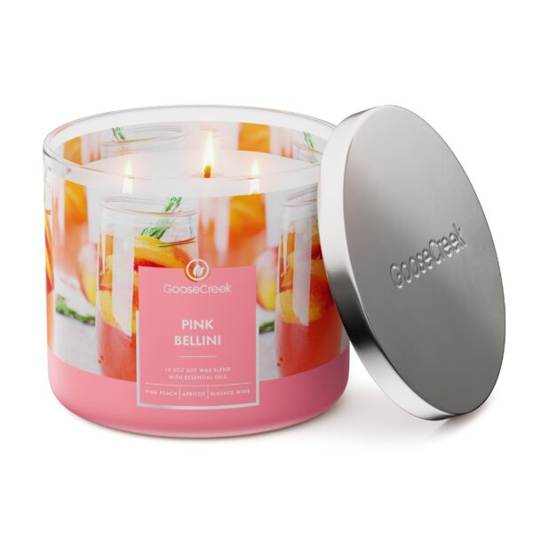 Pink Bellini Large 3-Wick Candle - Image 2
