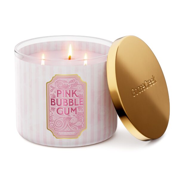 Pink Bubble Gum 3-Wick Candle - Image 2